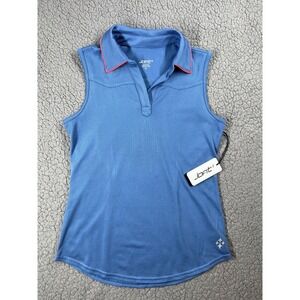JOFiT Women's Blue Sleeveless Polo Golf Shirt Pink Trim Size XS NWT